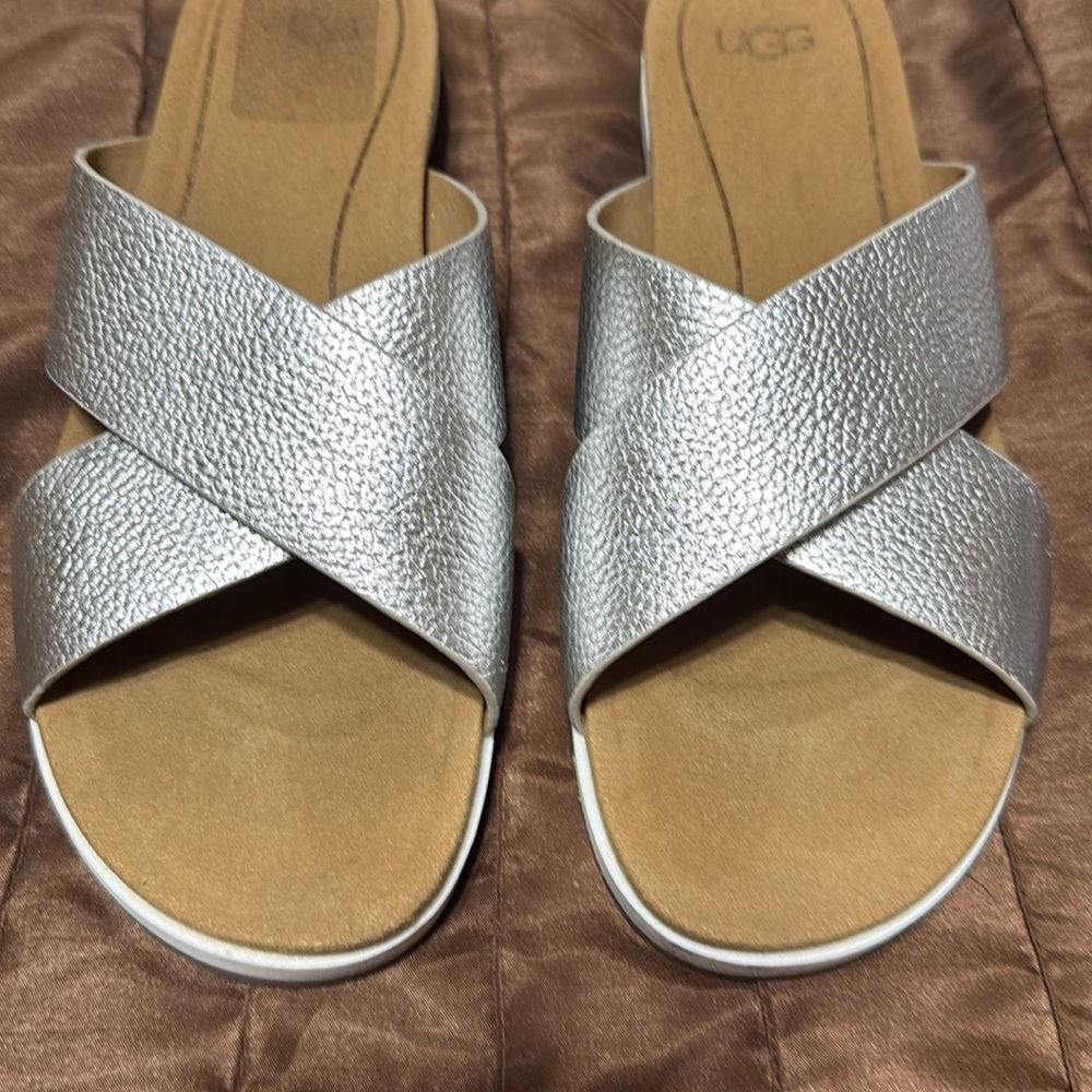 UGG Women's Silver Slide Sandals - Picture 3 of 6